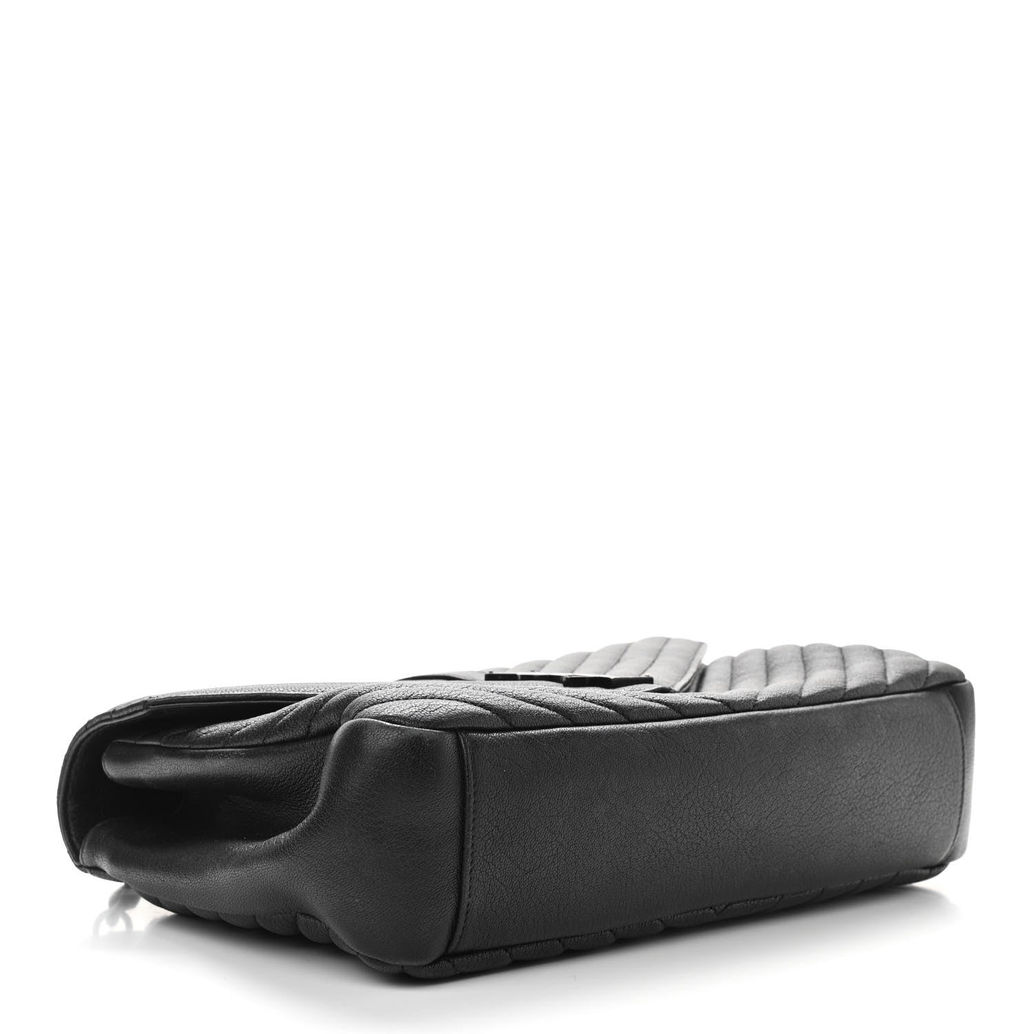Saint Laurent Sheepskin Matelasse Chevron Monogram Monochrome Large College Satchel Black 3 of 12