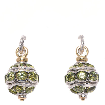 David Yurman Sterling Silver 18K Yellow Gold Peridot Bead Drop Earrings 1 of 4