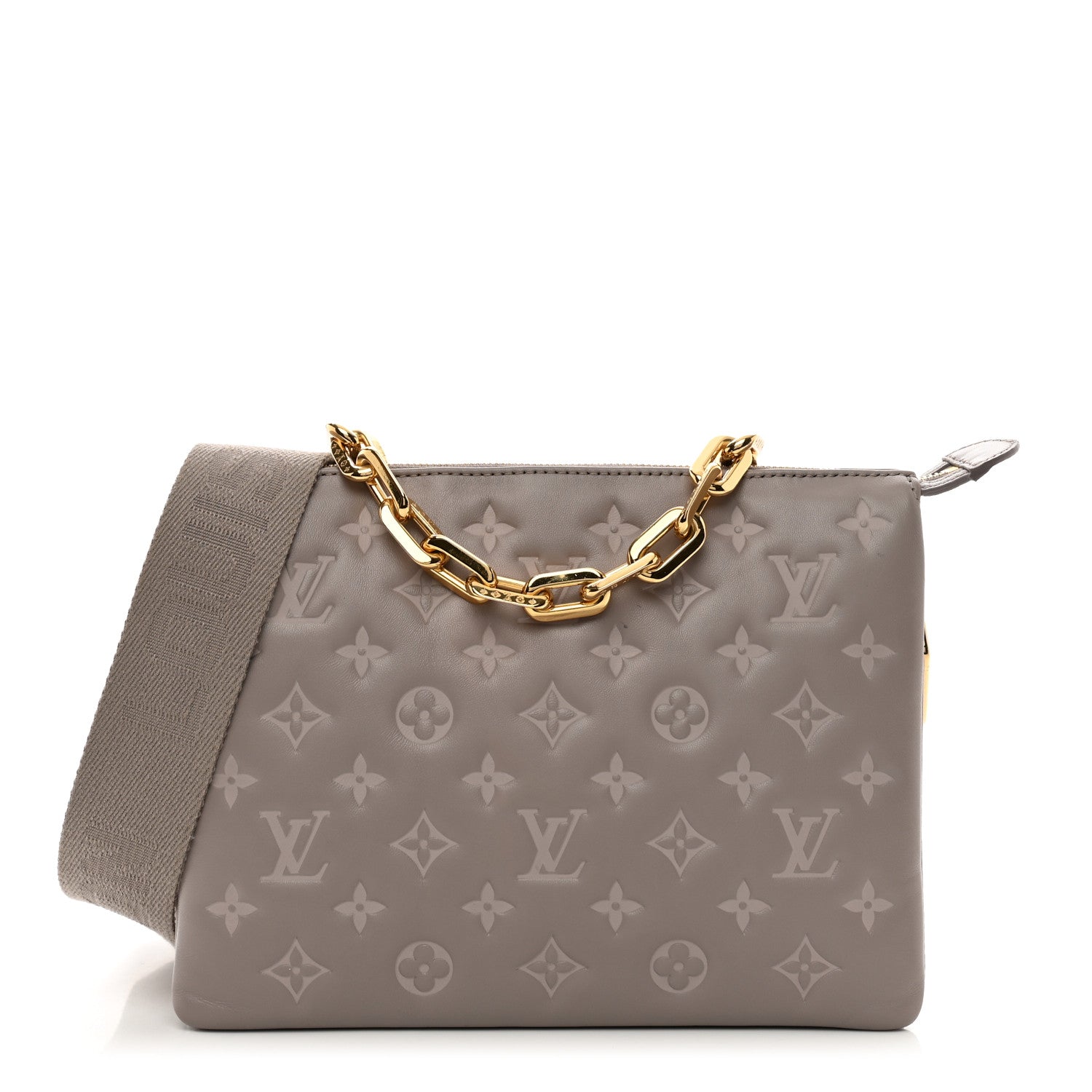 Louis Vuitton Lambskin Embossed Monogram Coussin PM Grey 1 of 10
