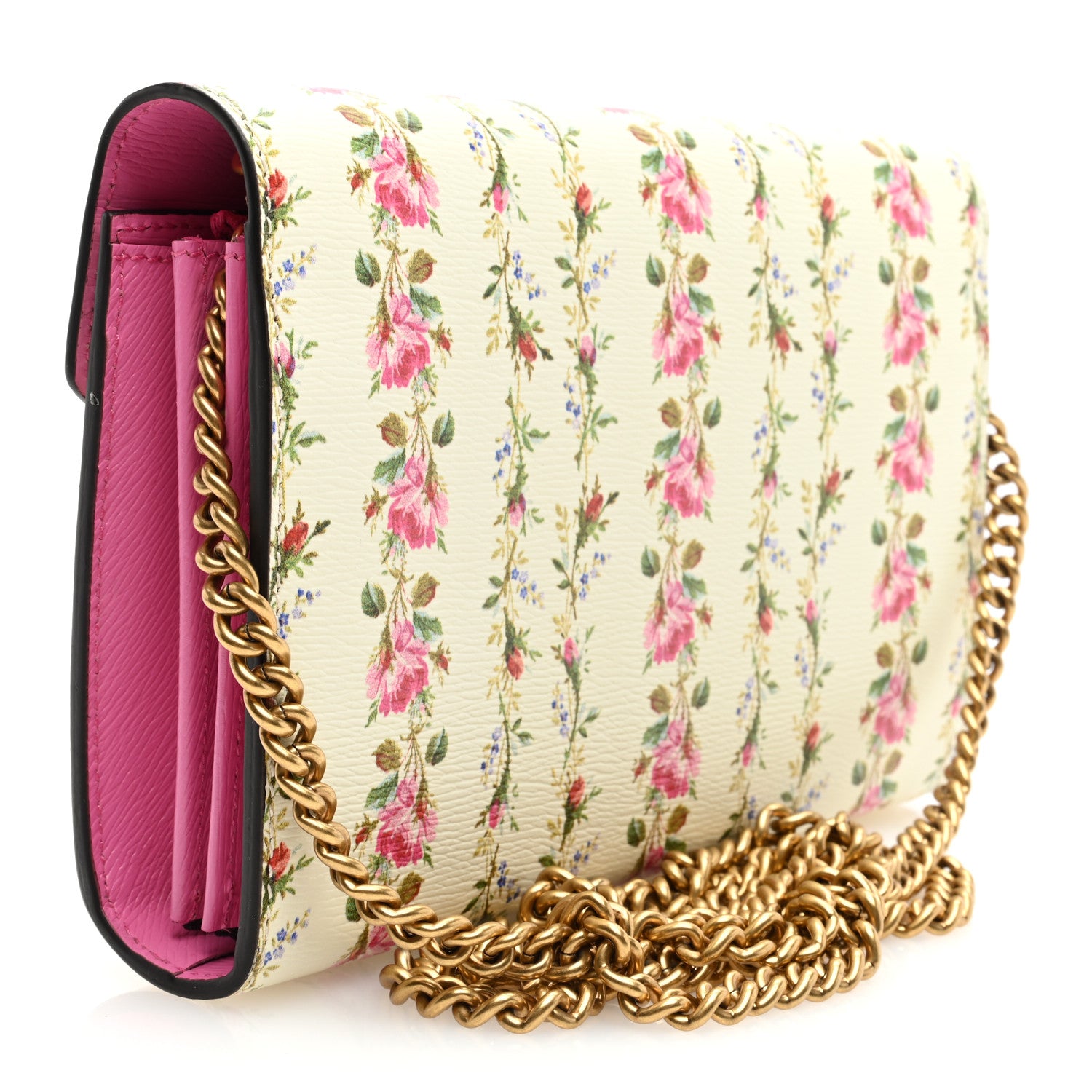 Gucci Calfskin Floral Print Mini Dionysus Chain Wallet Ivory Pink 3 of 9