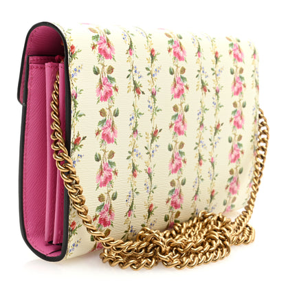 Gucci Calfskin Floral Print Mini Dionysus Chain Wallet Ivory Pink 3 of 9