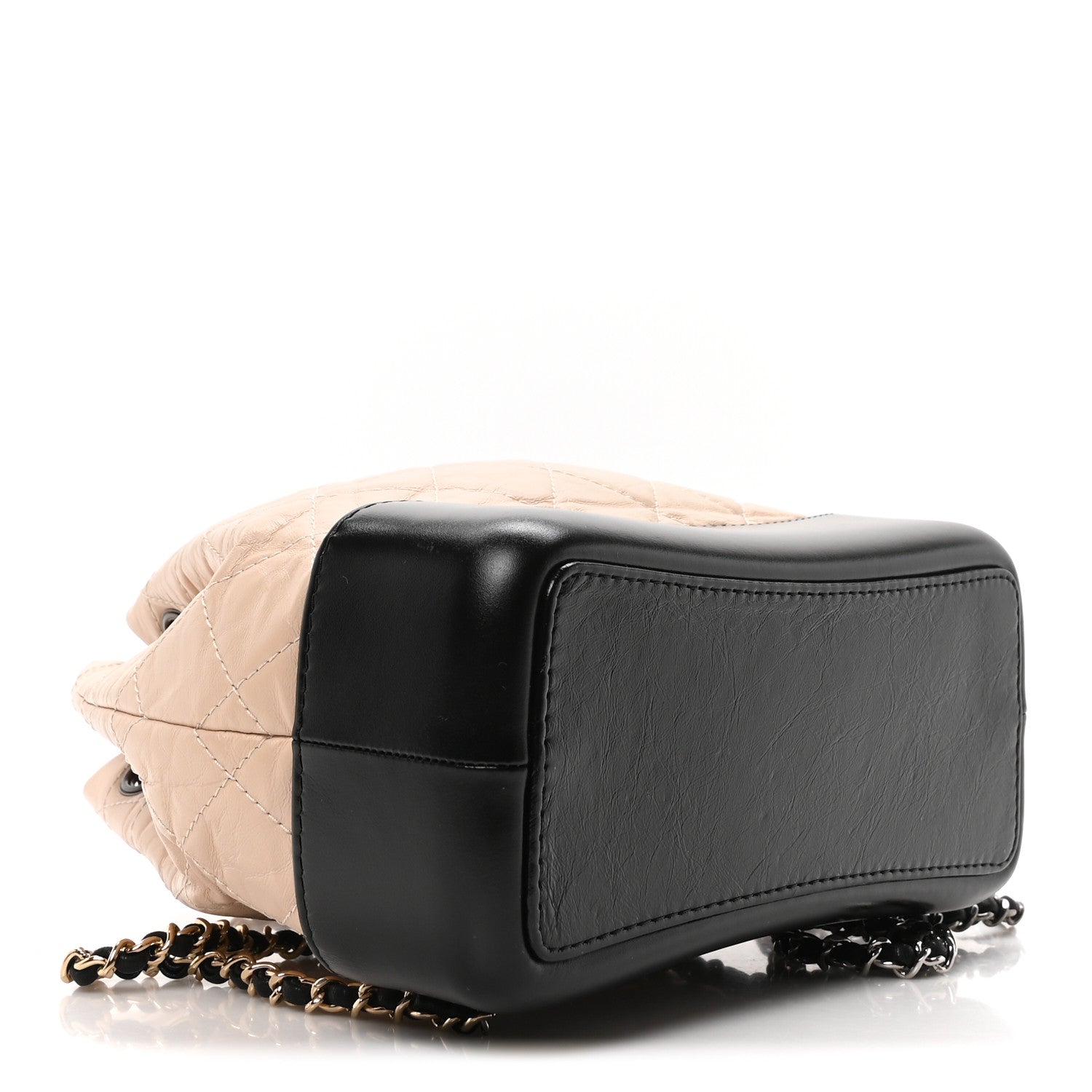 Chanel Aged Calfskin Quilted Small Gabrielle Backpack Beige Black 4 of 12
