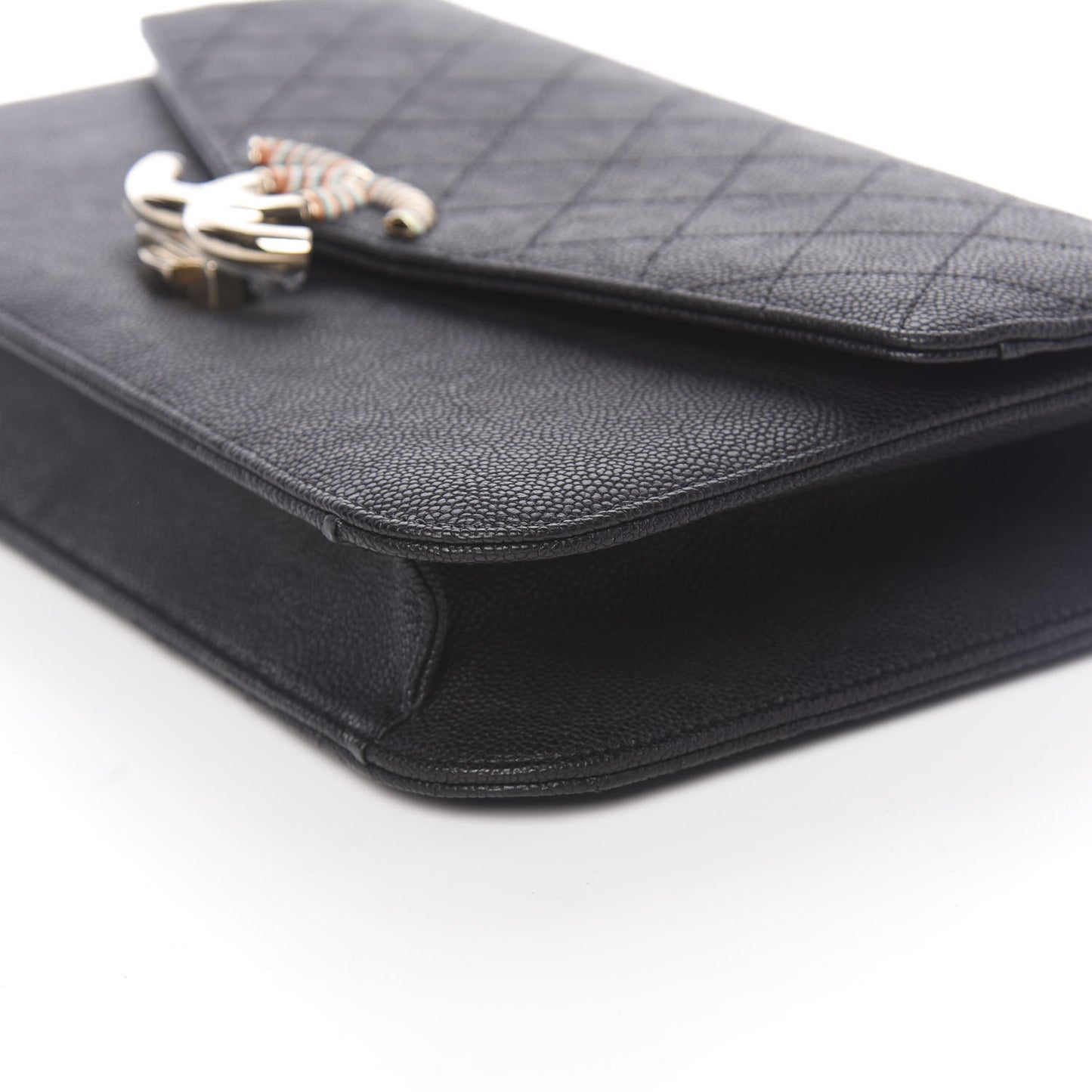 Grained Calfskin Quilted Cuba Flap Black