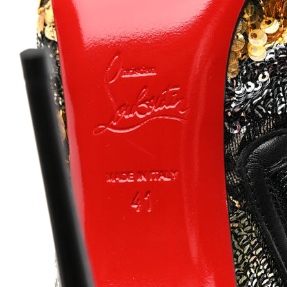 Christian Louboutin Kid Patchy Lace Sequin Gipsybootie 100 Ankle Boots 41 Black Multicolor 7 of 8