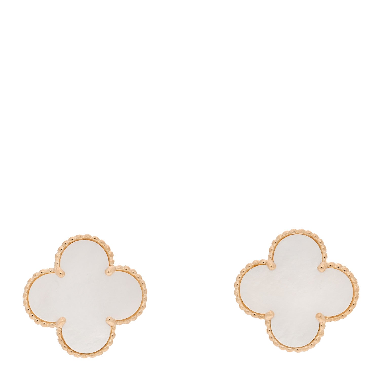 Van Cleef & Arpels 18K Yellow Gold Mother of Pearl Magic Alhambra Earrings 1 of 4