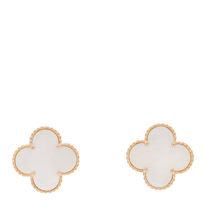 Van Cleef & Arpels 18K Yellow Gold Mother of Pearl Magic Alhambra Earrings 1 of 4
