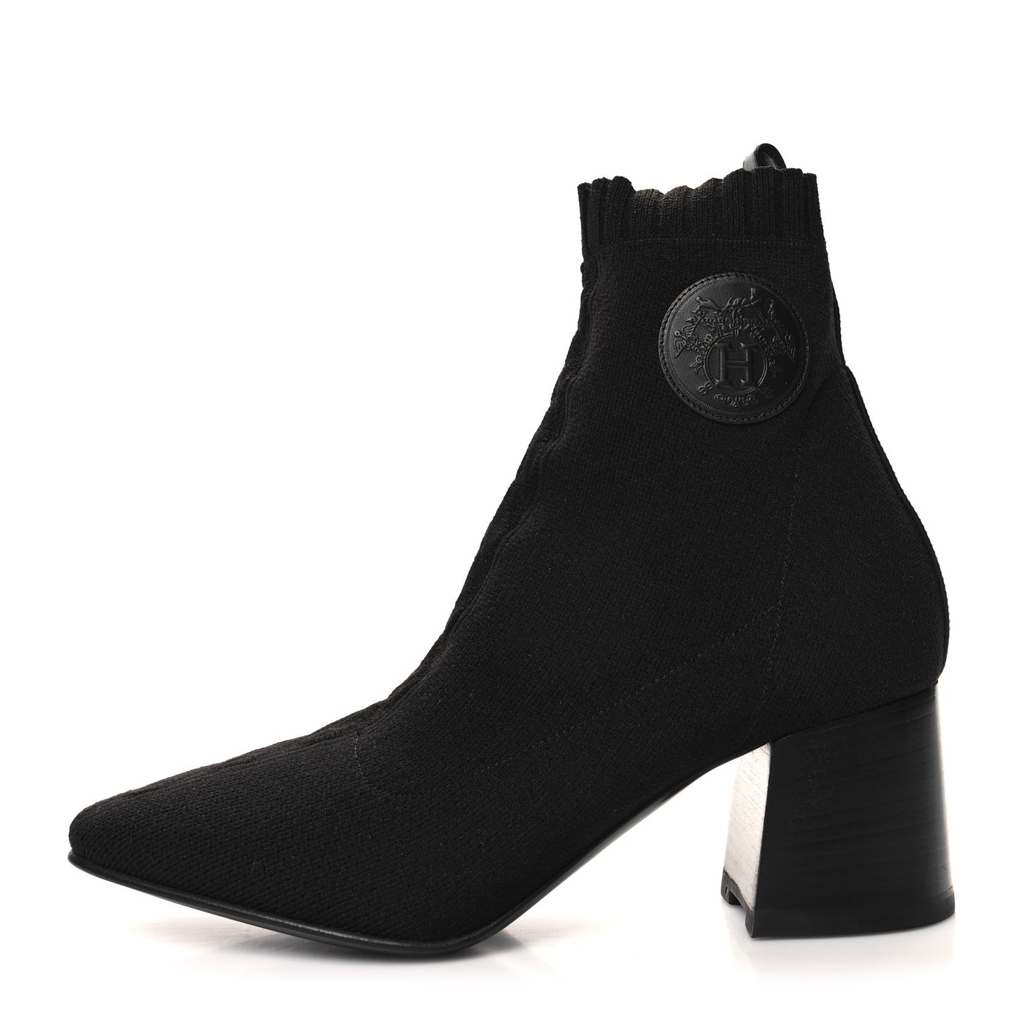 Knit Calfskin Volver 60 Ankle Boots 37.5 Black