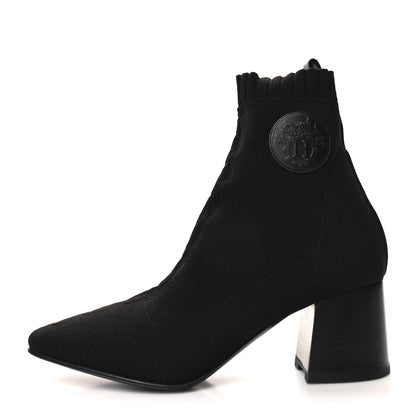 Hermes Knit Calfskin Volver 60 Ankle Boots 37.5 Black 1 of 7