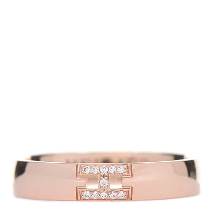 Hermes 18K Rose Gold Diamond Ever Herakles Wedding Band Ring 51 5.75 1 of 5
