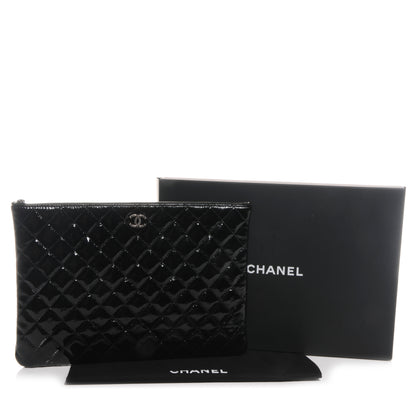Chanel Patent Quilted Large Cosmetic Case Black 5 of 8