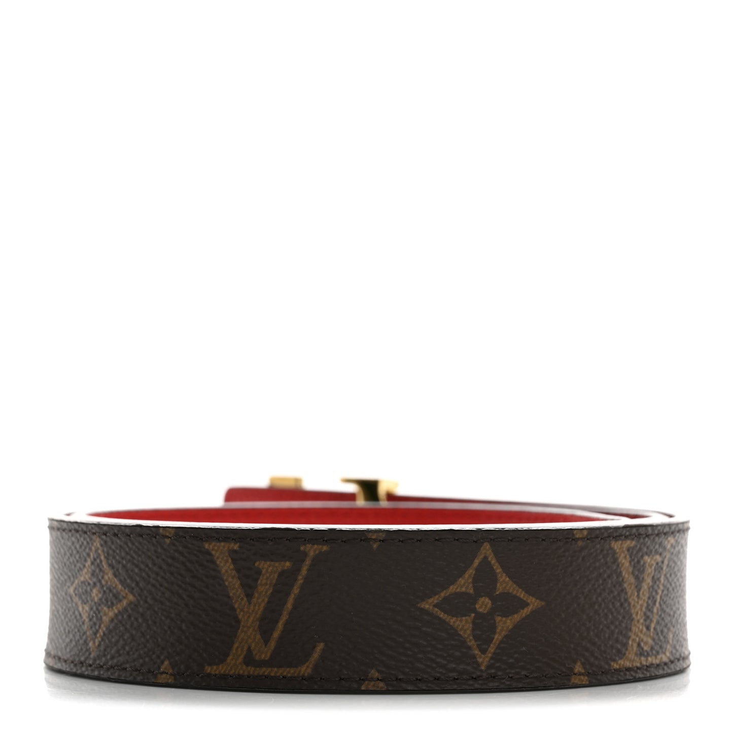 Calfskin Monogram 30mm LV Initiales Reversible Belt 75 30 Coquelicot