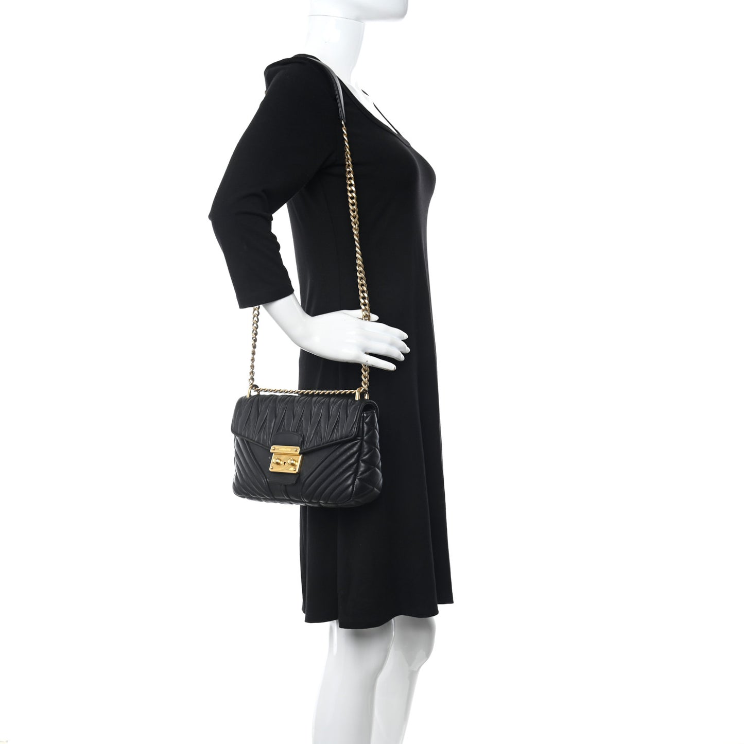 Nappa Matelasse Biker Shoulder Bag Black