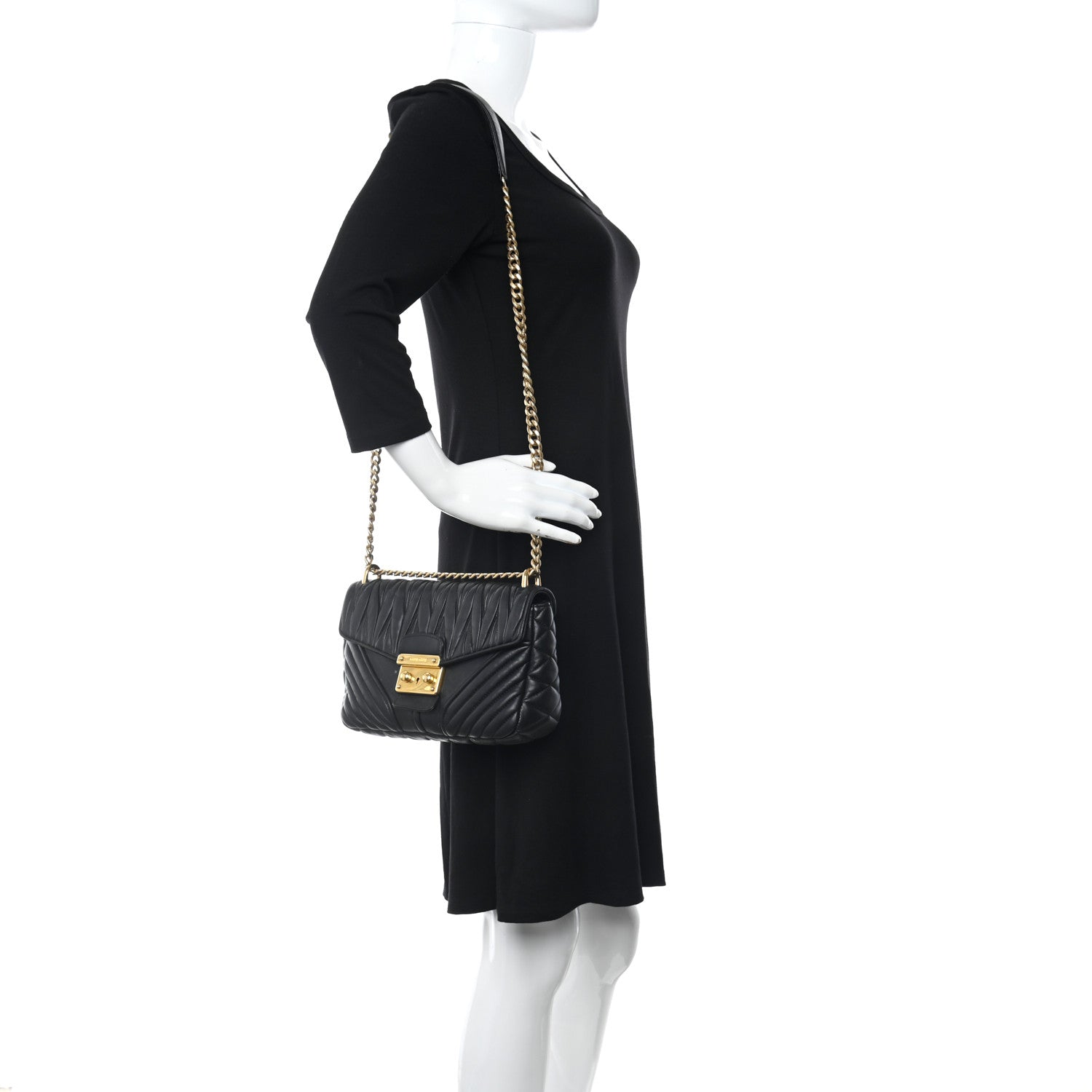 Miu Miu Nappa Matelasse Biker Shoulder Bag Black 2 of 13