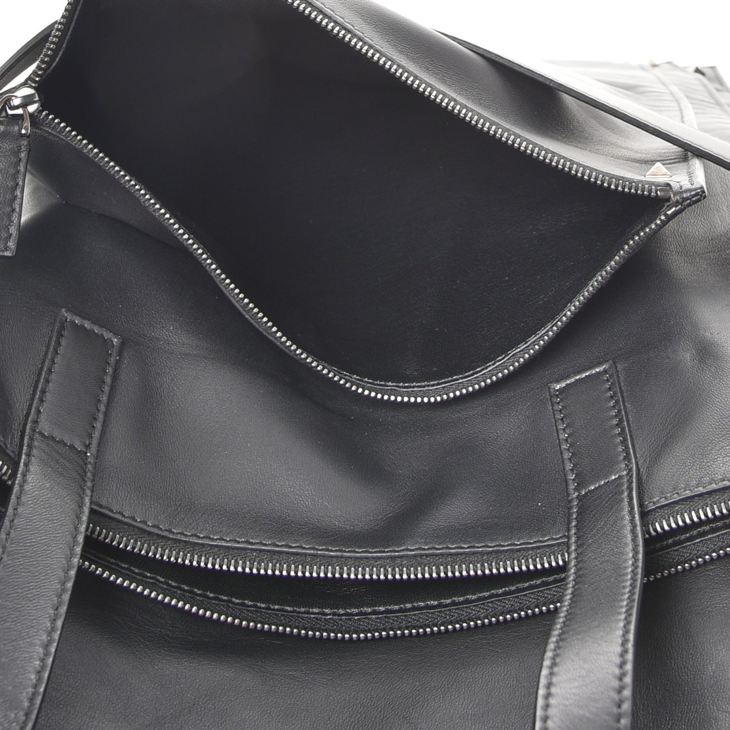 Nappa Medium Rockstud Zippered Tote Black