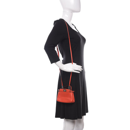 Fendi Shiny Nappa Micro Peekaboo Iconic Satchel Rosso Pimento 2 of 13