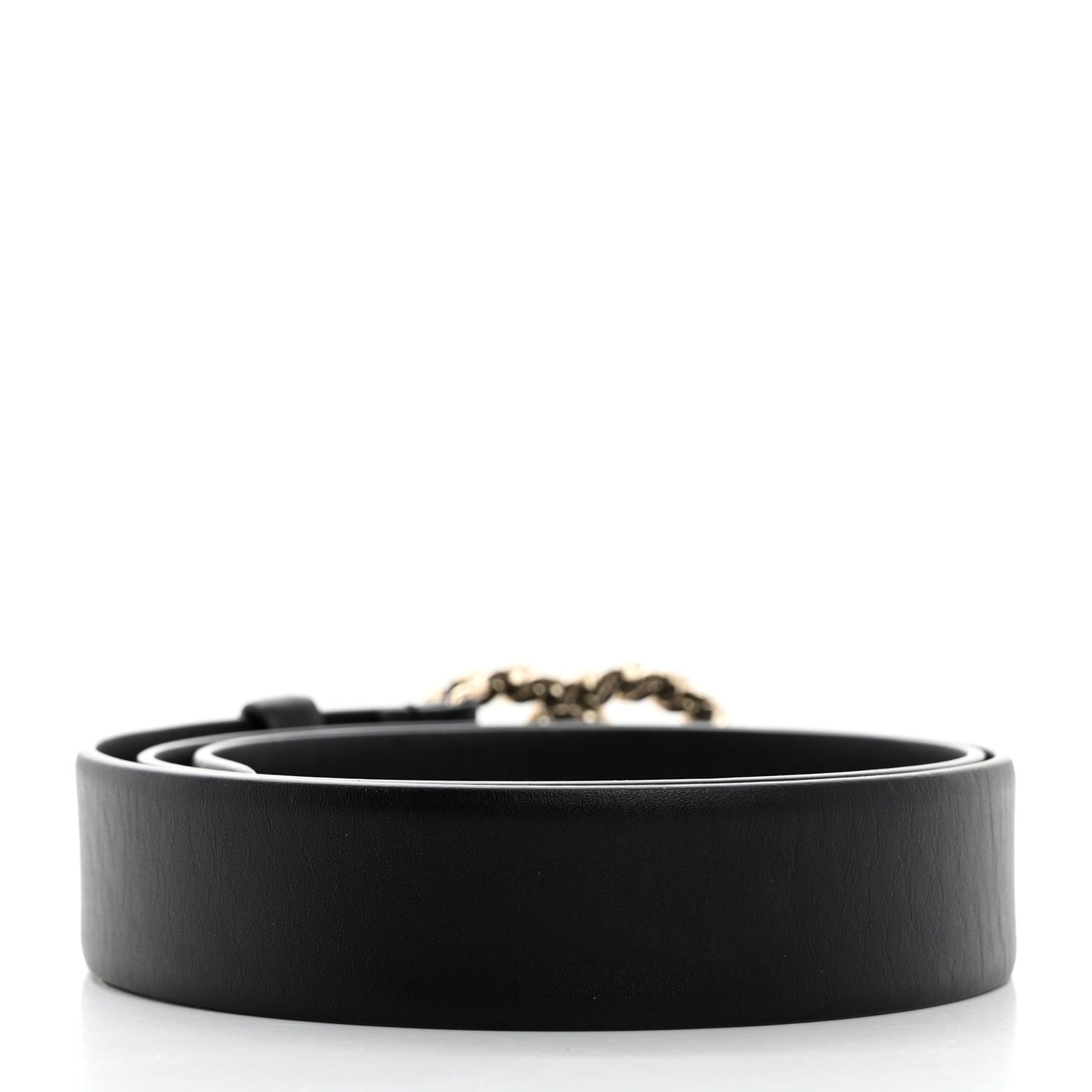 Calfskin Crystal Metal CC Belt 80 32 Black