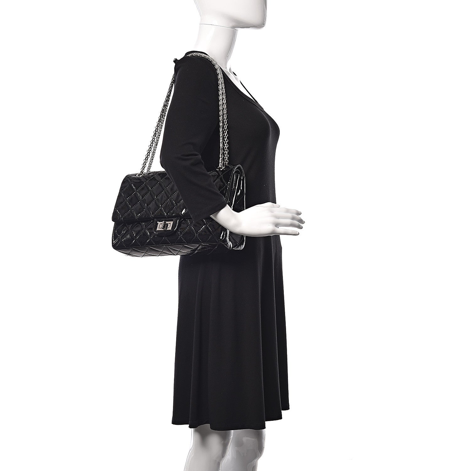 Chanel Distressed Patent Quilted 2.55 Reissue 227 Flap Black 2 of 17