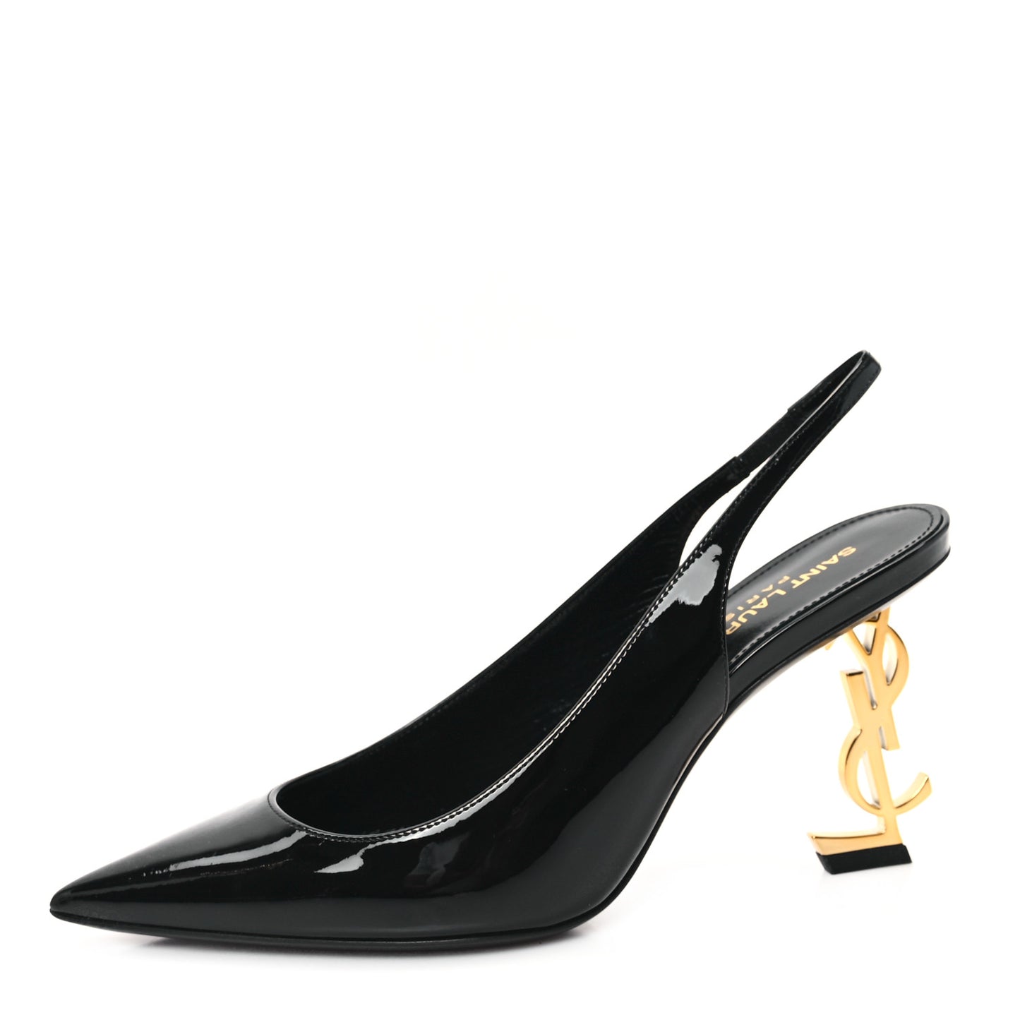 Patent Opyum 85 Slingback Pumps 36 Black Gold