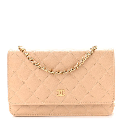 Chanel Caviar Quilted Wallet On Chain WOC Beige 1 of 11