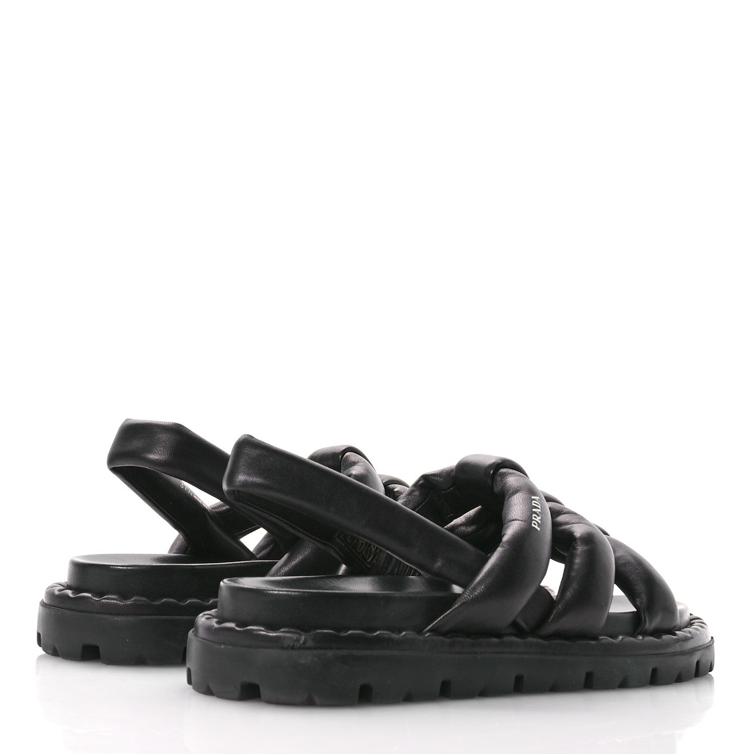 Prada Nappa Padded Blow 20mm Slingback Sandals 37.5 Black 5 of 7