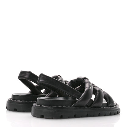 Prada Nappa Padded Blow 20mm Slingback Sandals 37.5 Black 5 of 7