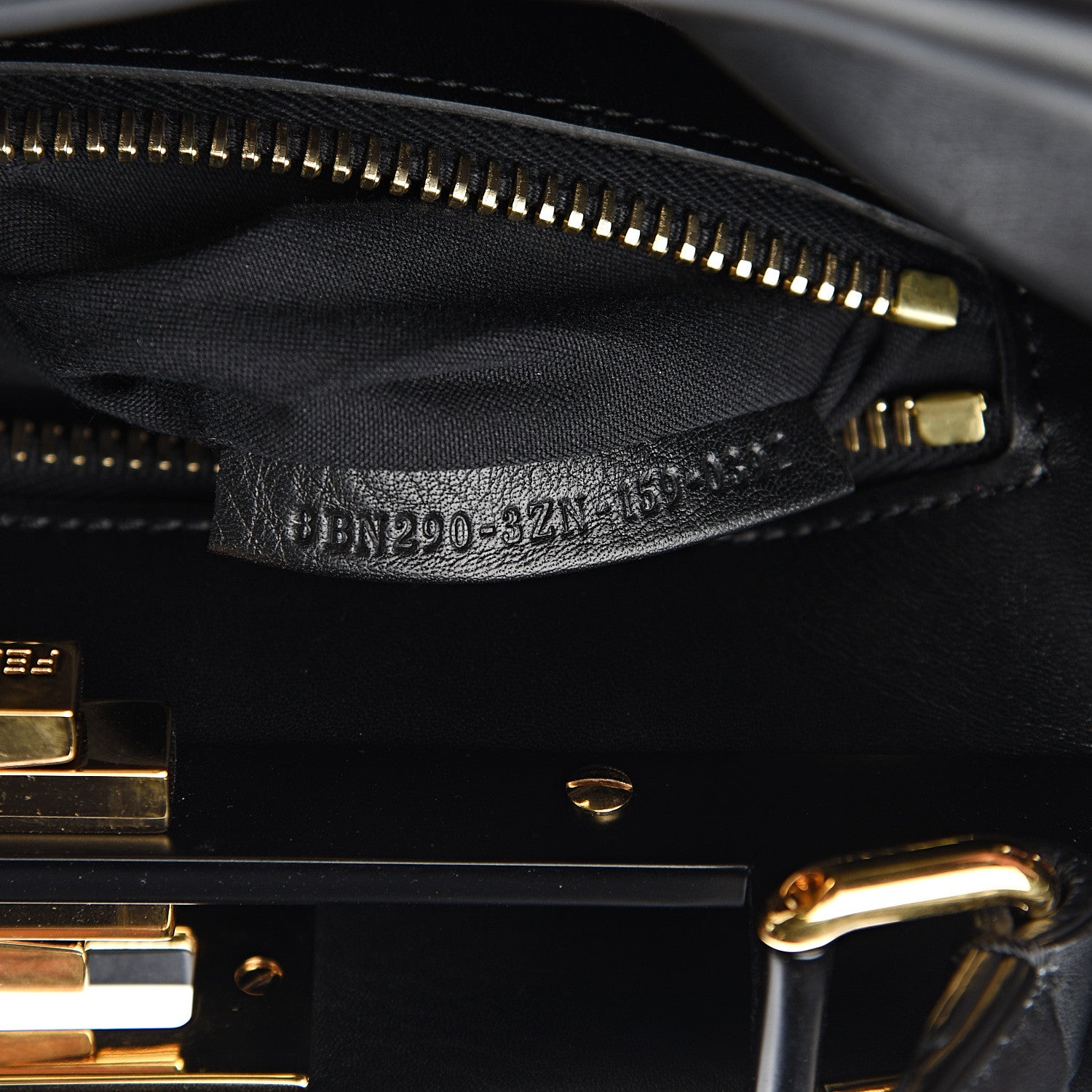 Fendi Vitello Seta Shiny Nappa Medium Peekaboo Iconic Satchel Black 8 of 11
