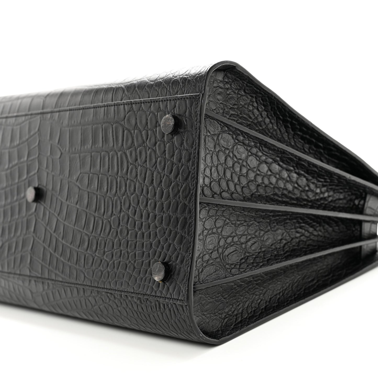 Calfskin Crocodile Embossed Large Sac De Jour Carryall Black