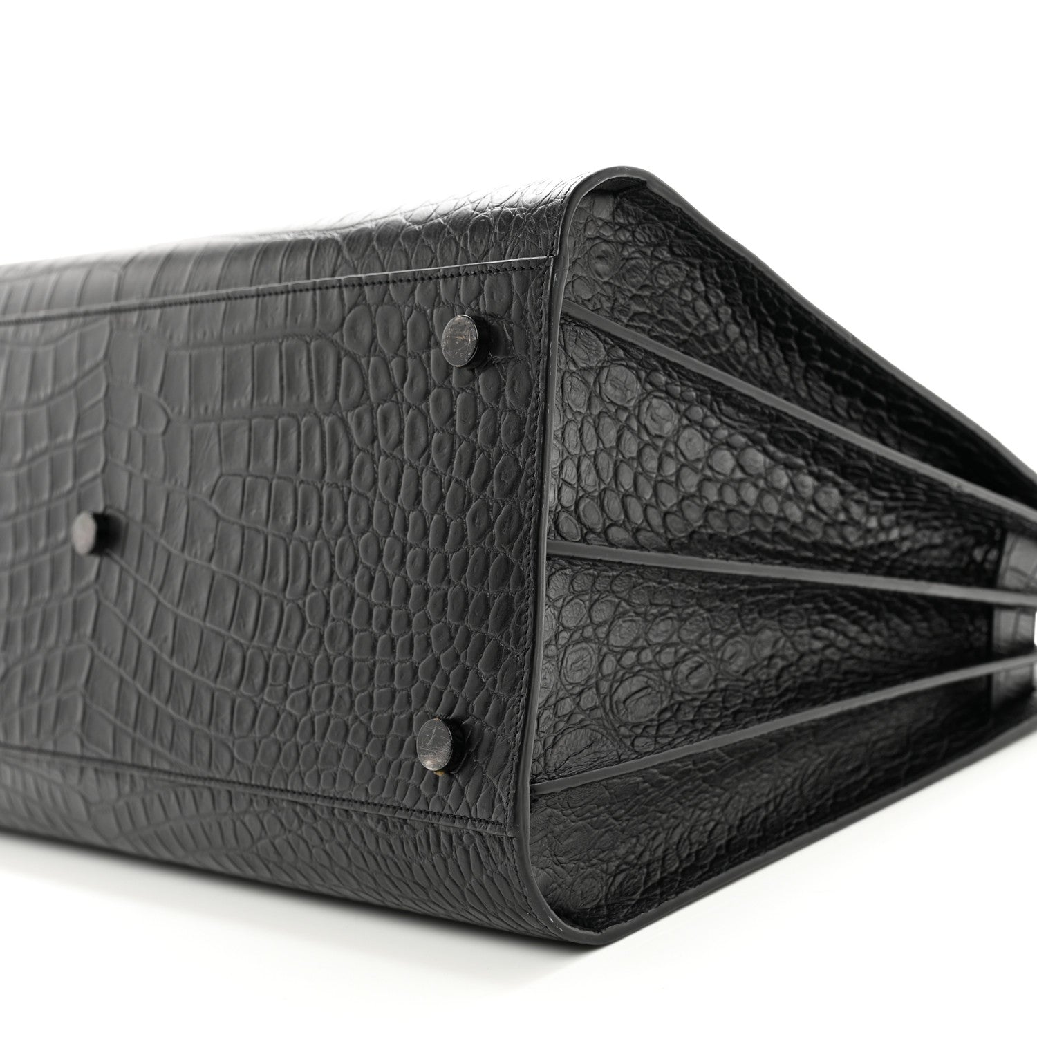 Saint Laurent Calfskin Crocodile Embossed Large Sac De Jour Carryall Black 8 of 10