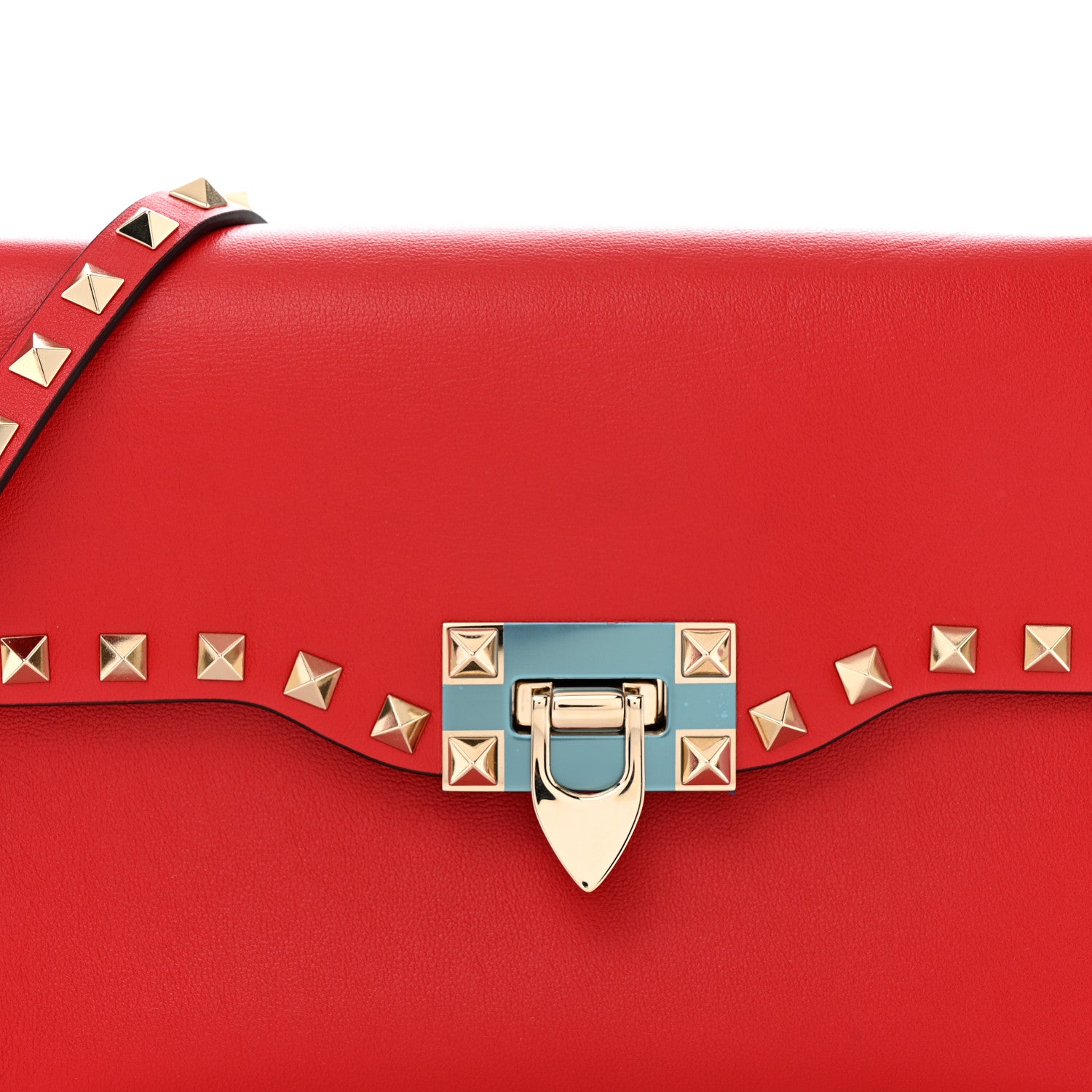 Valentino Garavani Vitello Medium Rockstud Flip Lock Crossbody Bag Rosso Valentino 7 of 9
