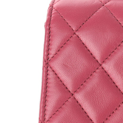 Chanel Lambskin Quilted Top Handle Flap Coin Purse With Chain Dark Pink 11 of 12
