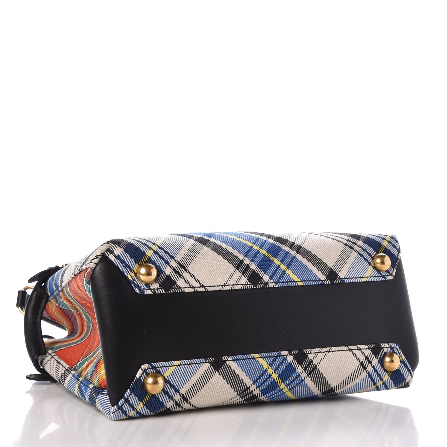 Tartan Mix Small Banner Tote Blue White