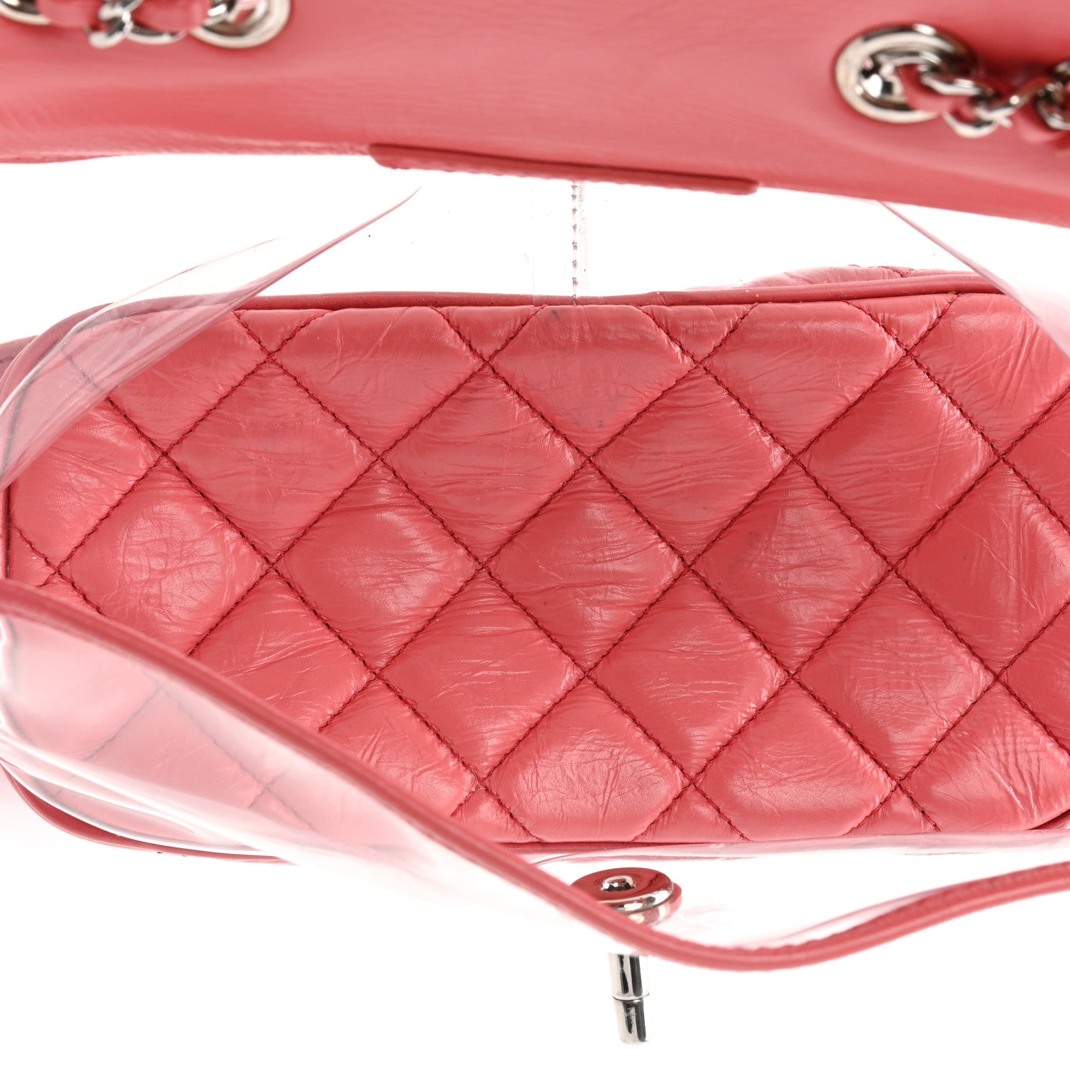 Chanel Crumpled Calfskin PVC Quilted Flap Pink 4 of 20
