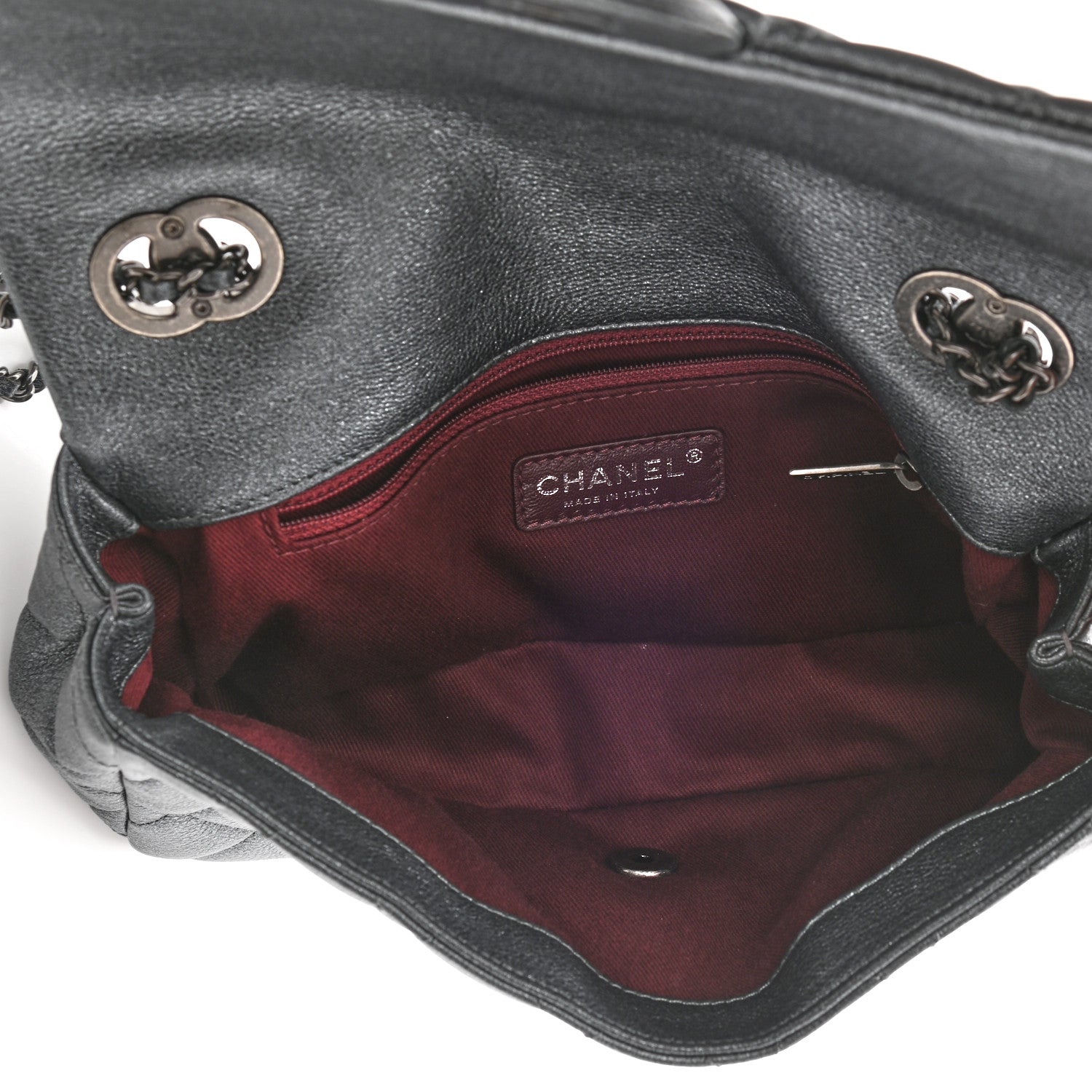 Chanel Metallic Calfskin Quilted Medium CC Eyelet Flap Dark Silver 5 of 11