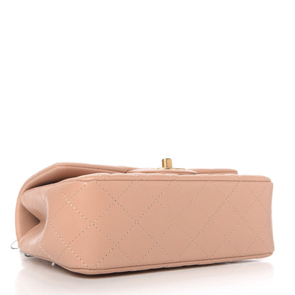 Chanel Lambskin Quilted Mini Top Handle Rectangular Flap Beige 4 of 11