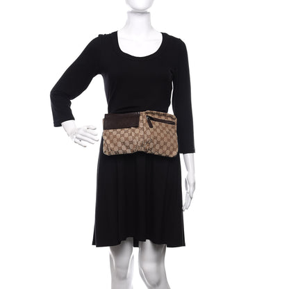 Gucci GG Monogram Web Double Pocket Belt Bag Dark Brown 2 of 10