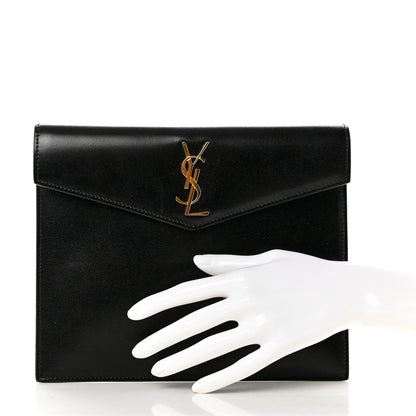 Saint Laurent Smooth Shiny Calfskin Monogram Uptown Pouch Black 2 of 7