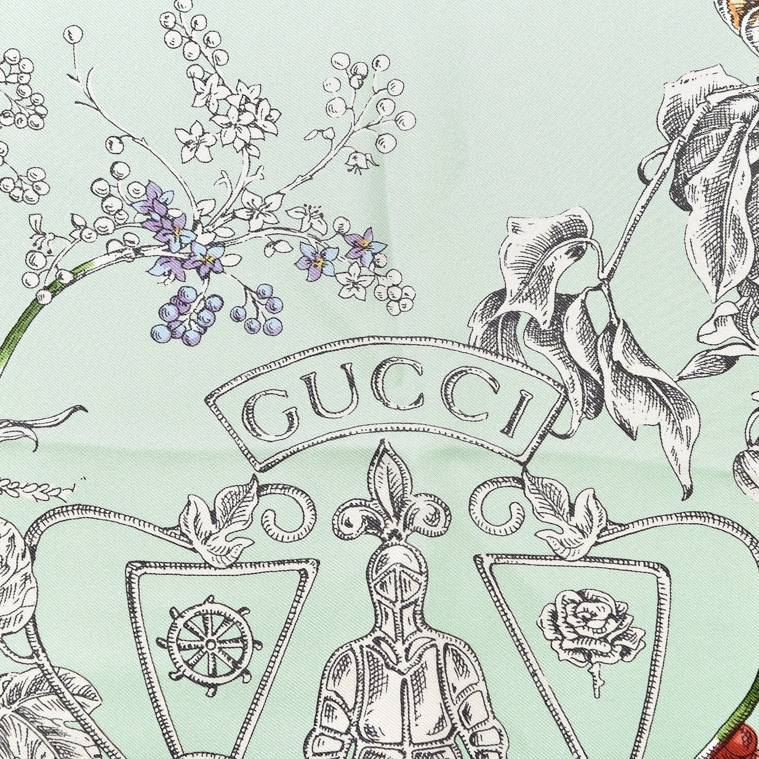 Gucci Silk Twill Wondergardenia Square Scarf Emerald 3 of 3