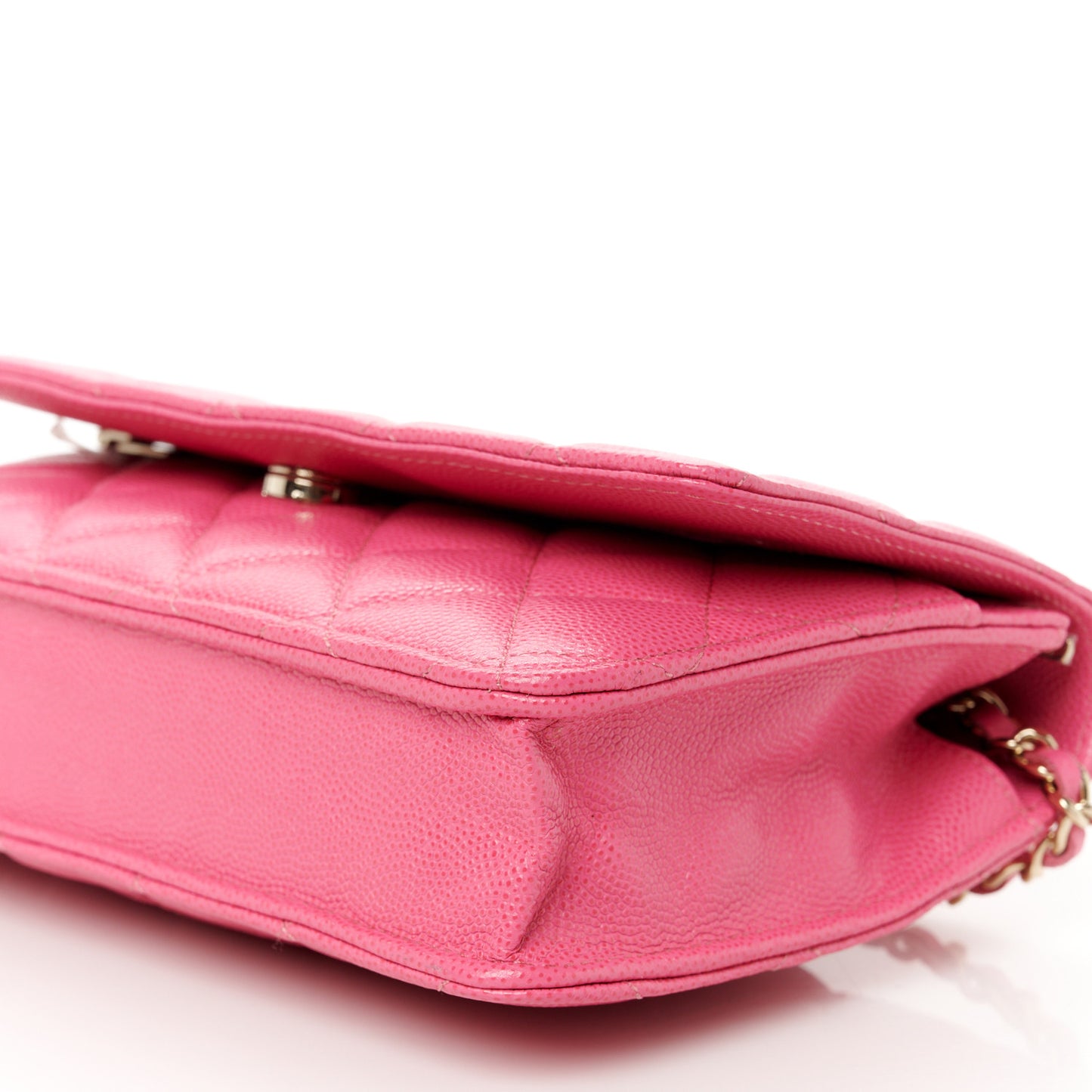 Caviar Quilted Wallet on Chain WOC Pink