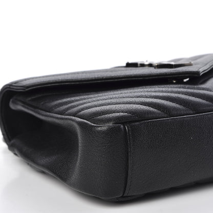 Saint Laurent Sheepskin Matelasse Chevron Monogram Medium College Bag Black 5 of 9