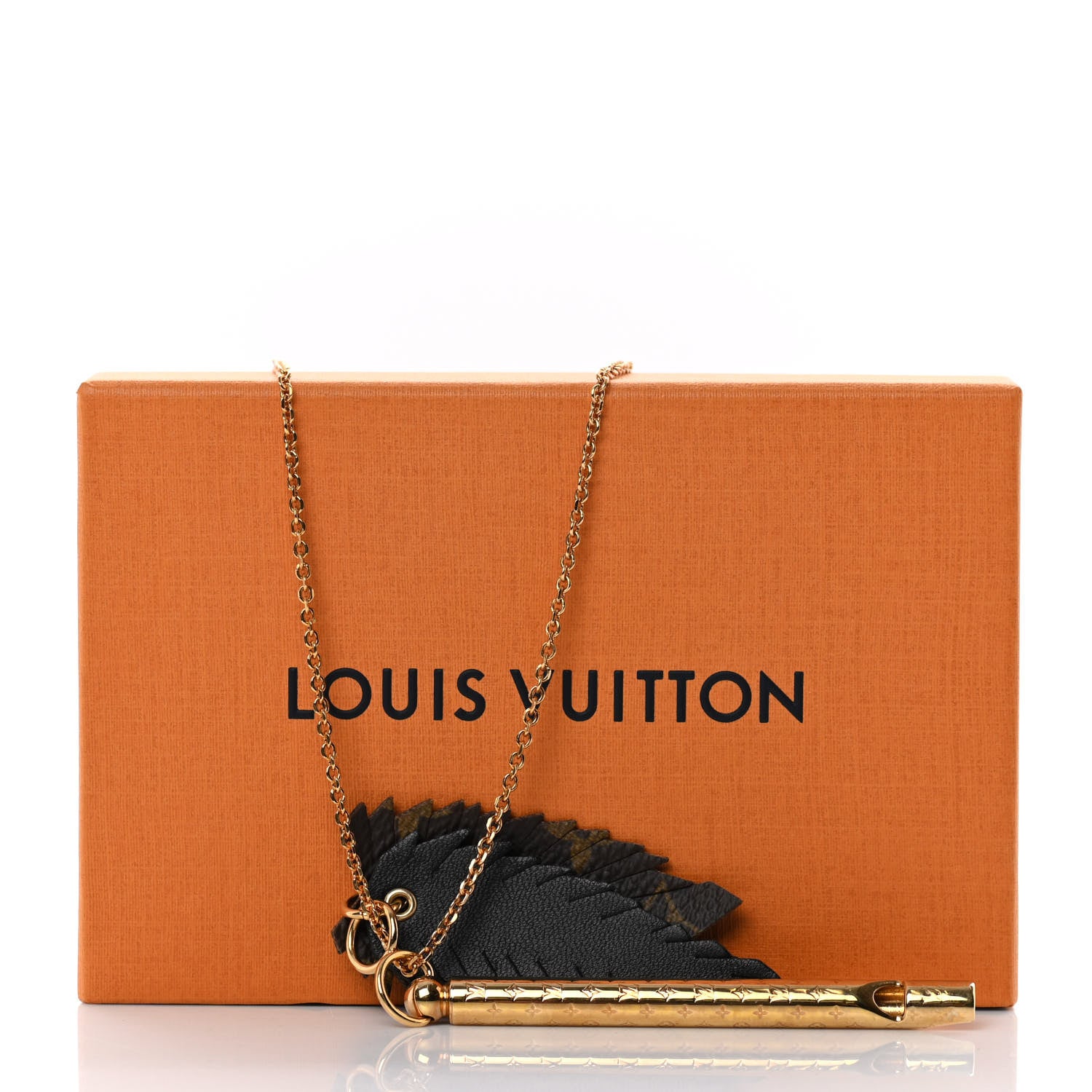 Louis Vuitton LV Nanogram Whistle Chain Leaf Pendant Necklace Gold 6 of 6