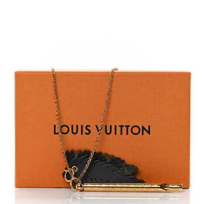 Louis Vuitton LV Nanogram Whistle Chain Leaf Pendant Necklace Gold 6 of 6