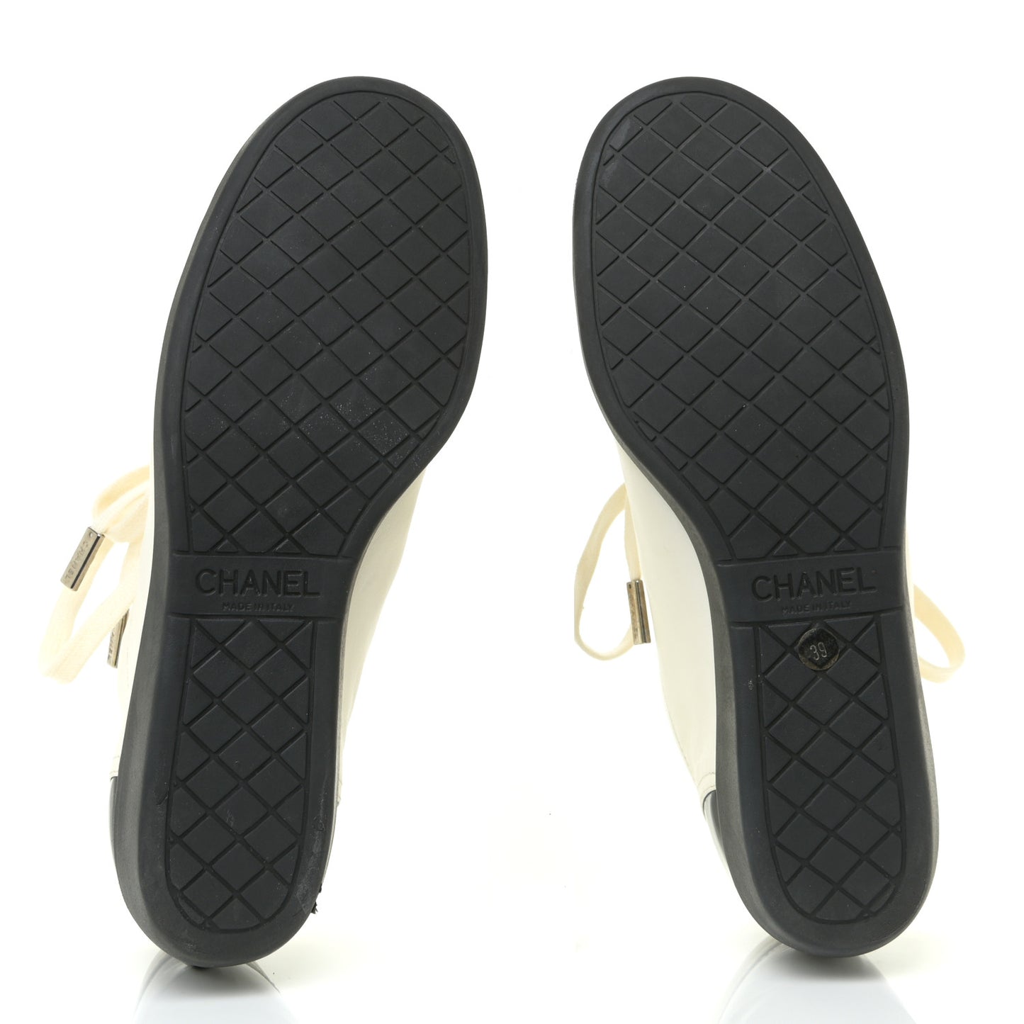 Lambskin Patent Cap Toe CC Sneakers 39 White Black