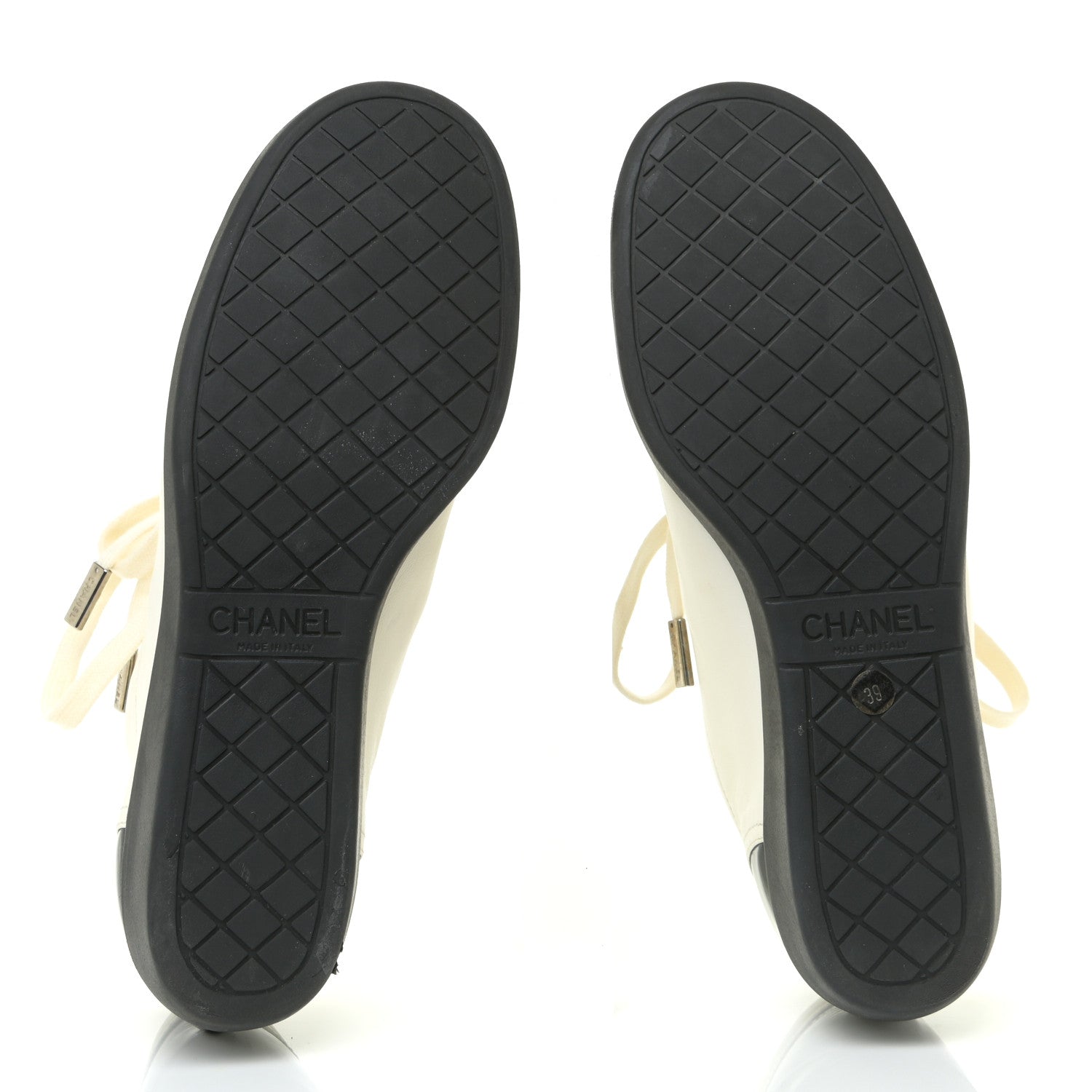 Chanel Lambskin Patent Cap Toe CC Sneakers 39 White Black 6 of 19
