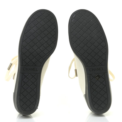 Chanel Lambskin Patent Cap Toe CC Sneakers 39 White Black 6 of 19