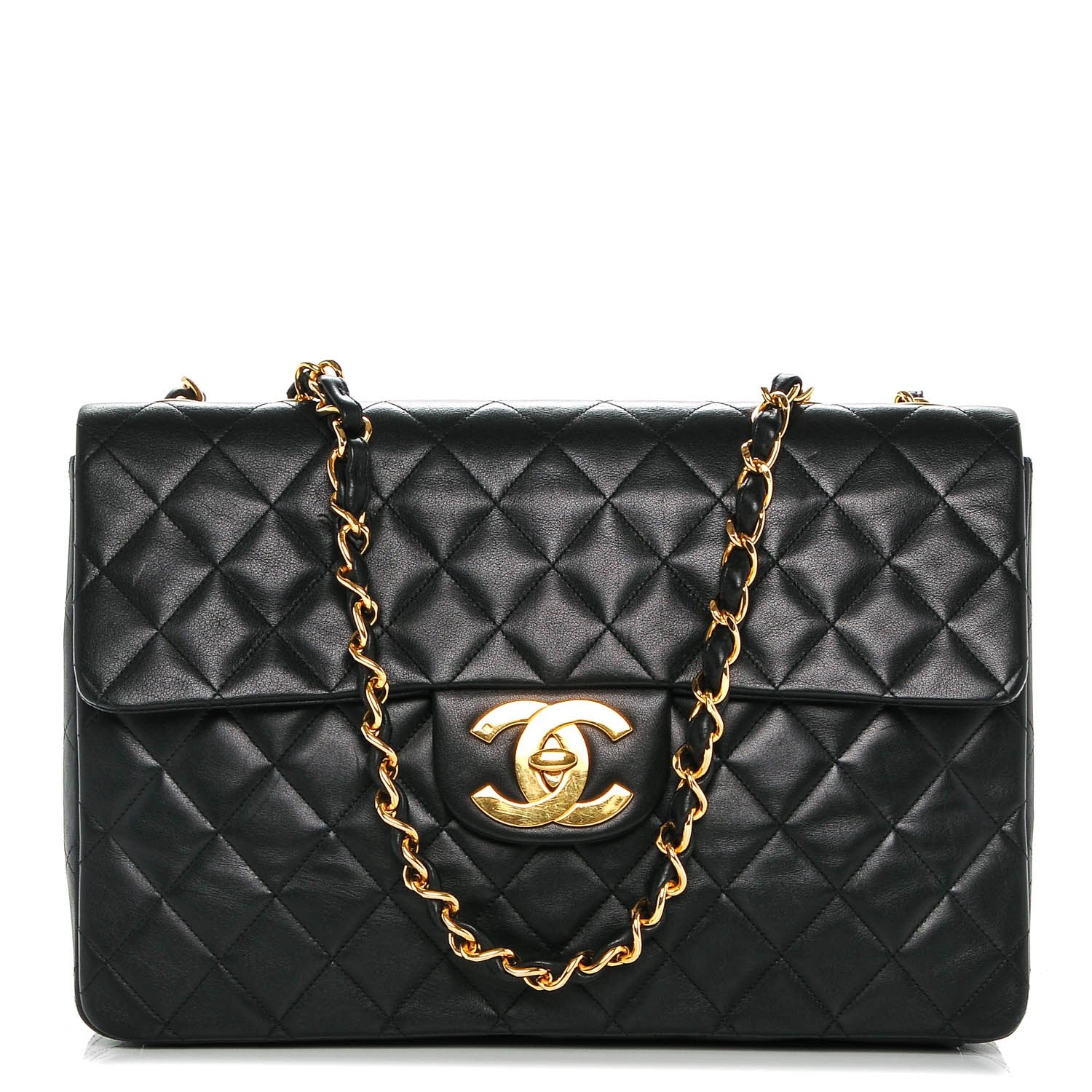 Chanel Lambskin Quilted XL Jumbo Single Flap Black 1 of 8