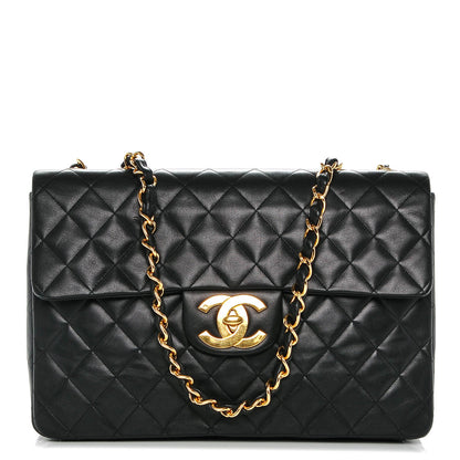 Chanel Lambskin Quilted XL Jumbo Single Flap Black 1 of 8