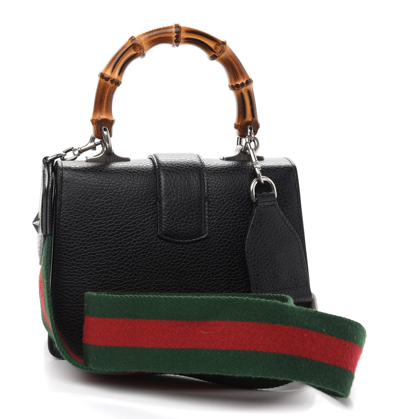 Dollar Calfskin Crystal Web Mini Dionysus Bamboo Top Handle Bag Black Black Diamond