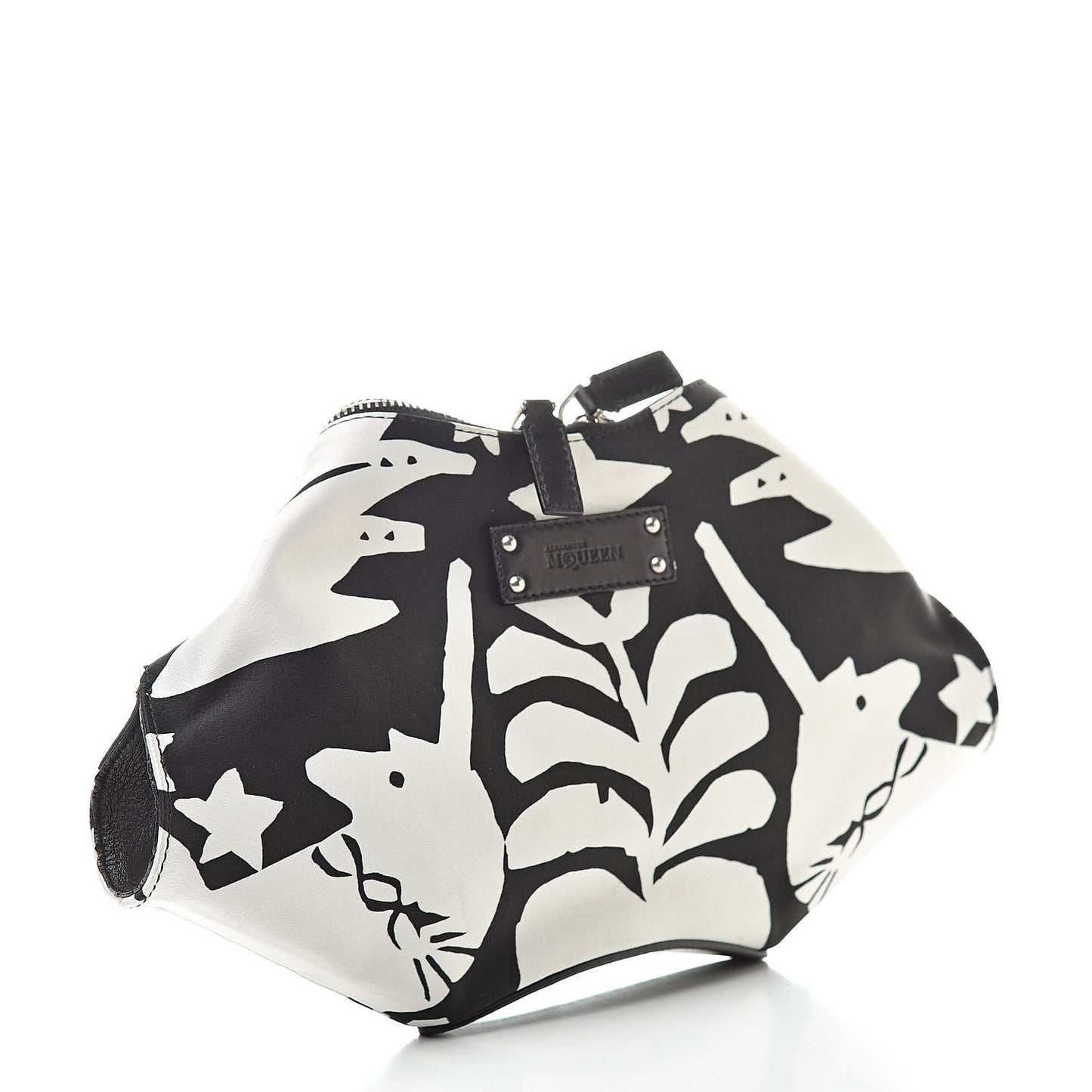 Silk De Manta Naive Pagan Print Clutch Black White