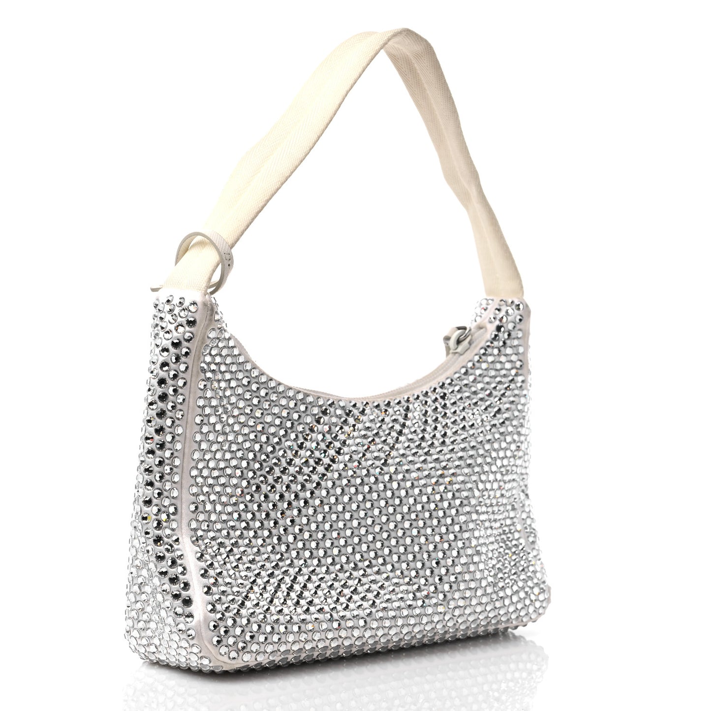 Satin Crystal Mini Re-Edition 2000 Bag White