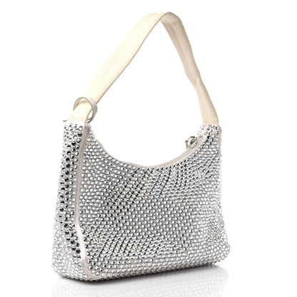 Prada Satin Crystal Mini Re-Edition 2000 Bag White 3 of 12